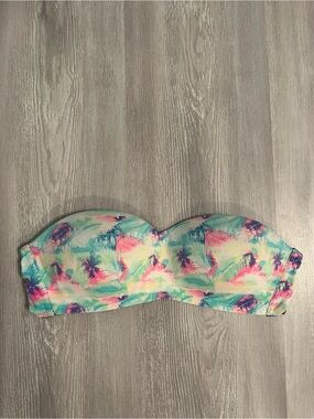 Victorias Secret PINK Bandeau Palm Tree Print Bikini Top size Small